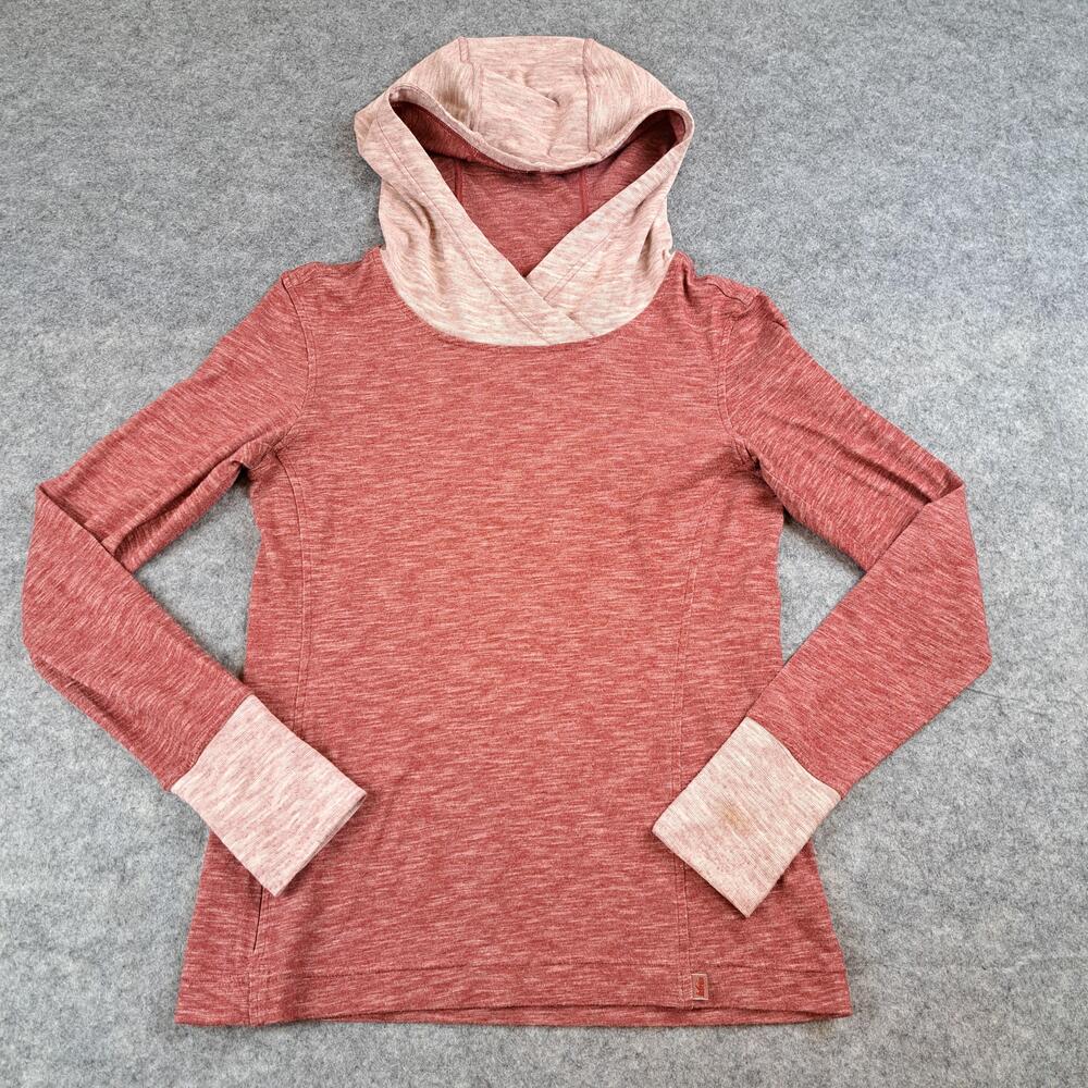 REI Hoodie Womens Small Red Heather Cowl Neck Pullover Lightweight Sweater Shirt